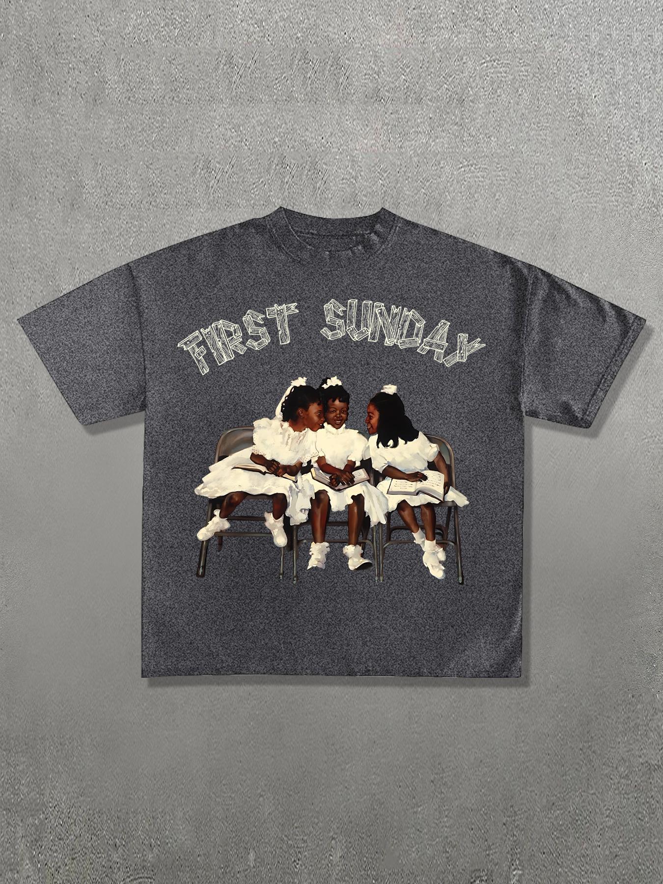 Men's Regular Fit Girl & Letter Print Round Neck Tee, Casual Short Sleeve Crew Neck T-shirt for Summer, Men's Top for Daily Wear, Casual Style Tee