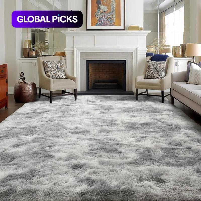 Modern Long Pile Polyester Fiber Rug, Fluffy Modern Rug, Rectangular Carpet for Living Room & Bedroom, Home Use, Multiple Sizes Available
