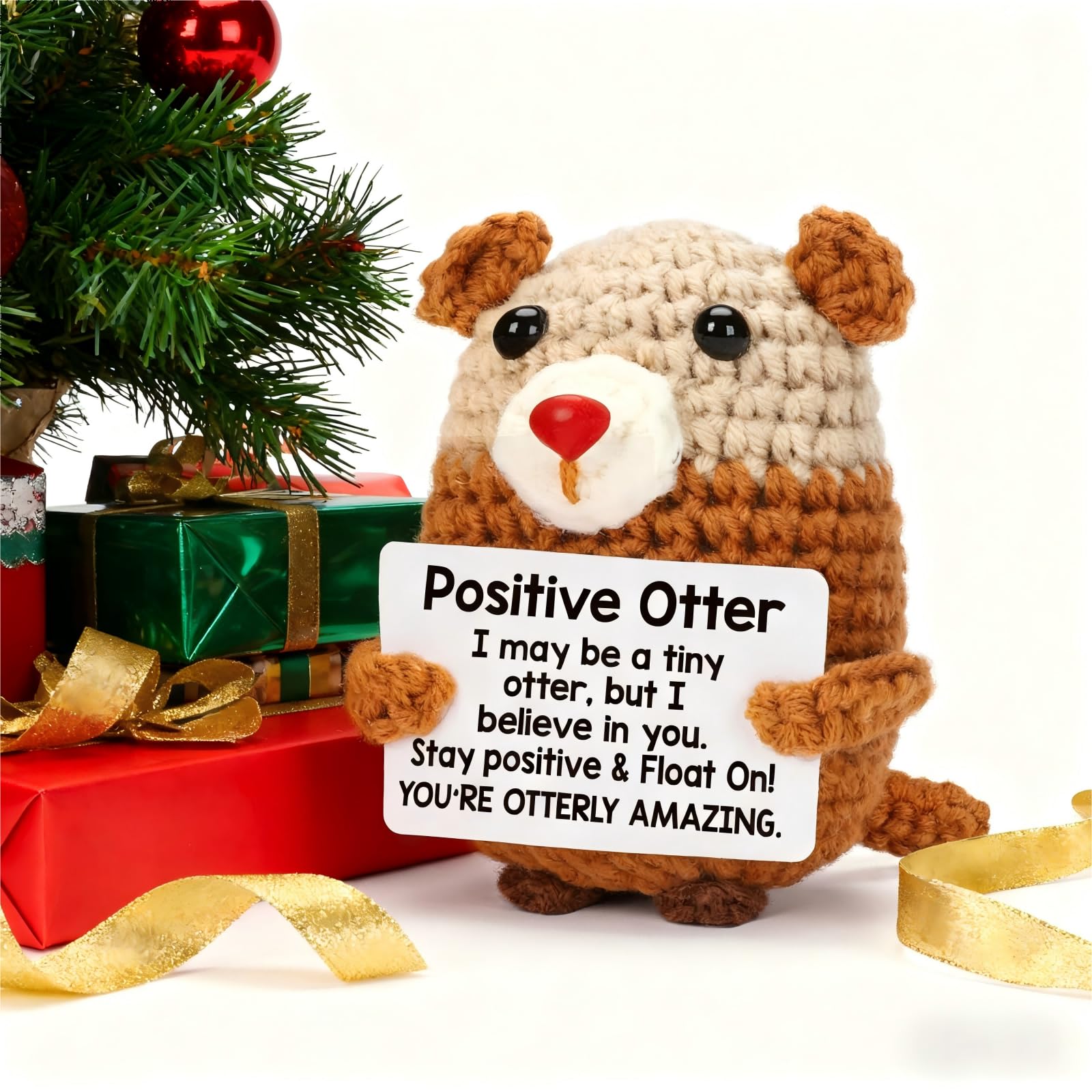 Handmade Crochet Otter Plush Cute Mini Stuffed Animal Soft Kawaii Desk Decor Bag Charm Keychain Aesthetic Room Decor Perfect Birthday Gift For Friends Kids Girlfriend Stress Relief Toy