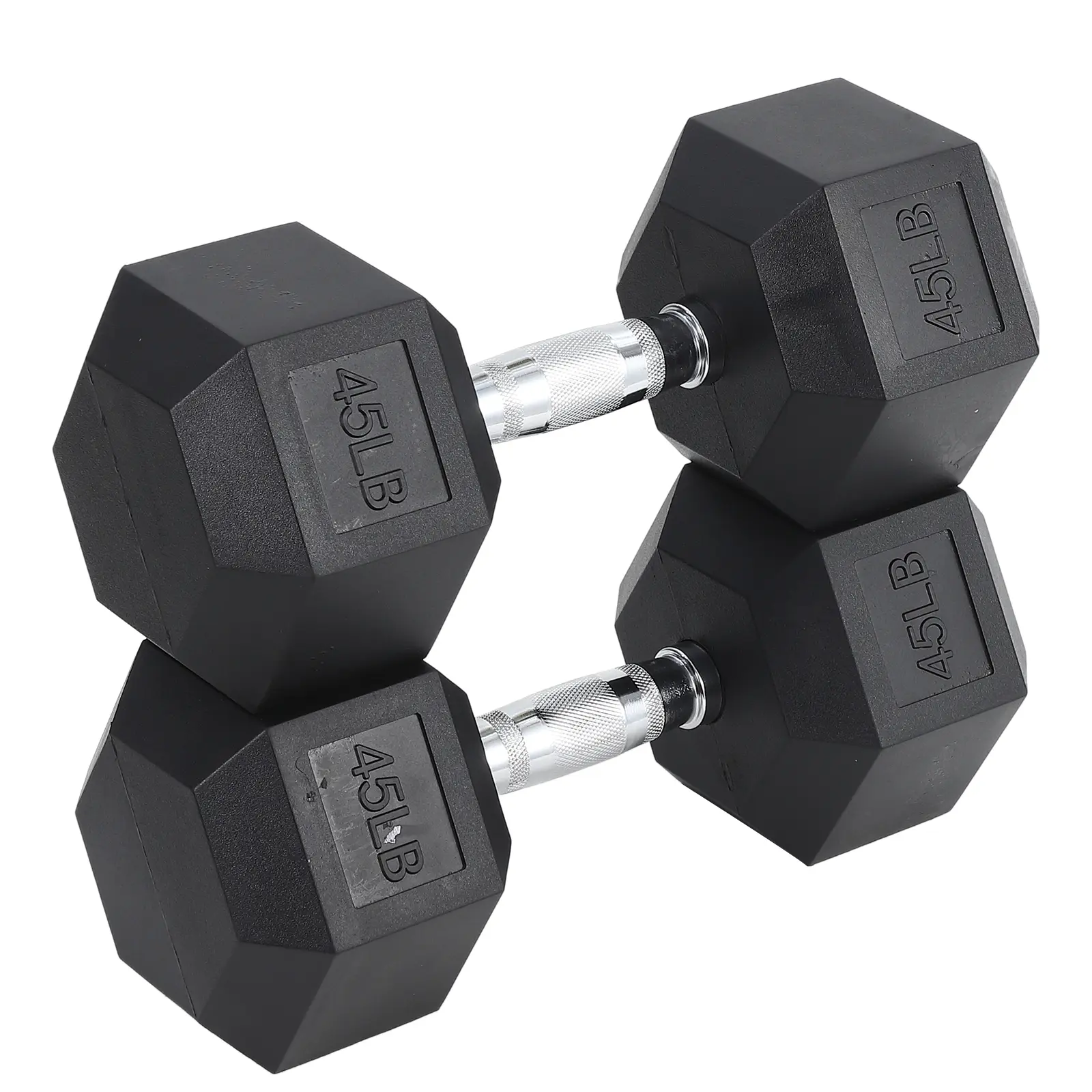 Rubber Hex Dumbbell Weights Set – Non-Slip Knurled Steel Handles – PVC & Rubber Coated, Anti-Roll Design – Multiple Weight Options for Strength Training, Home Gym, Professional Fitness Equipment