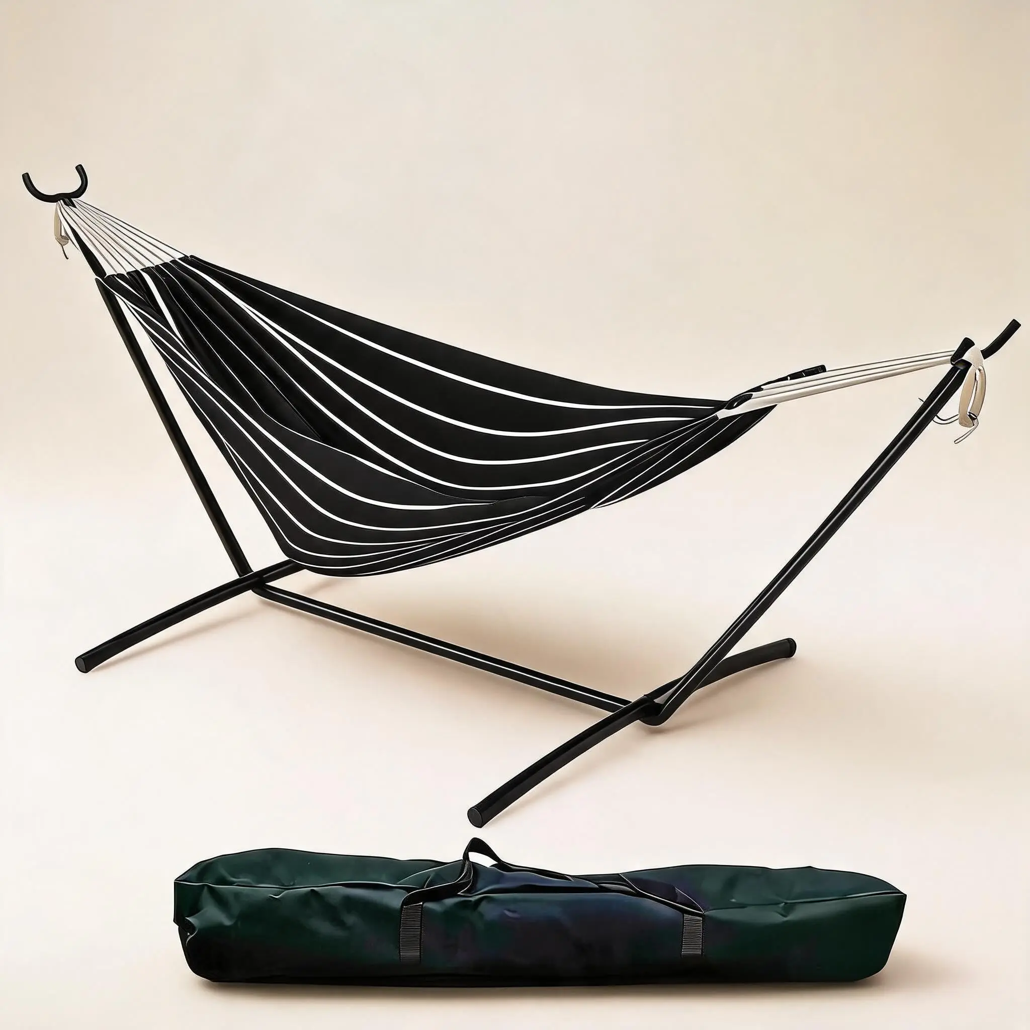 GARVEE Double Hammock with Foldable Steel Stand and Carry Bag – Portable and Durable Outdoor Relaxation Set for Two, Easy Setup and Transport
