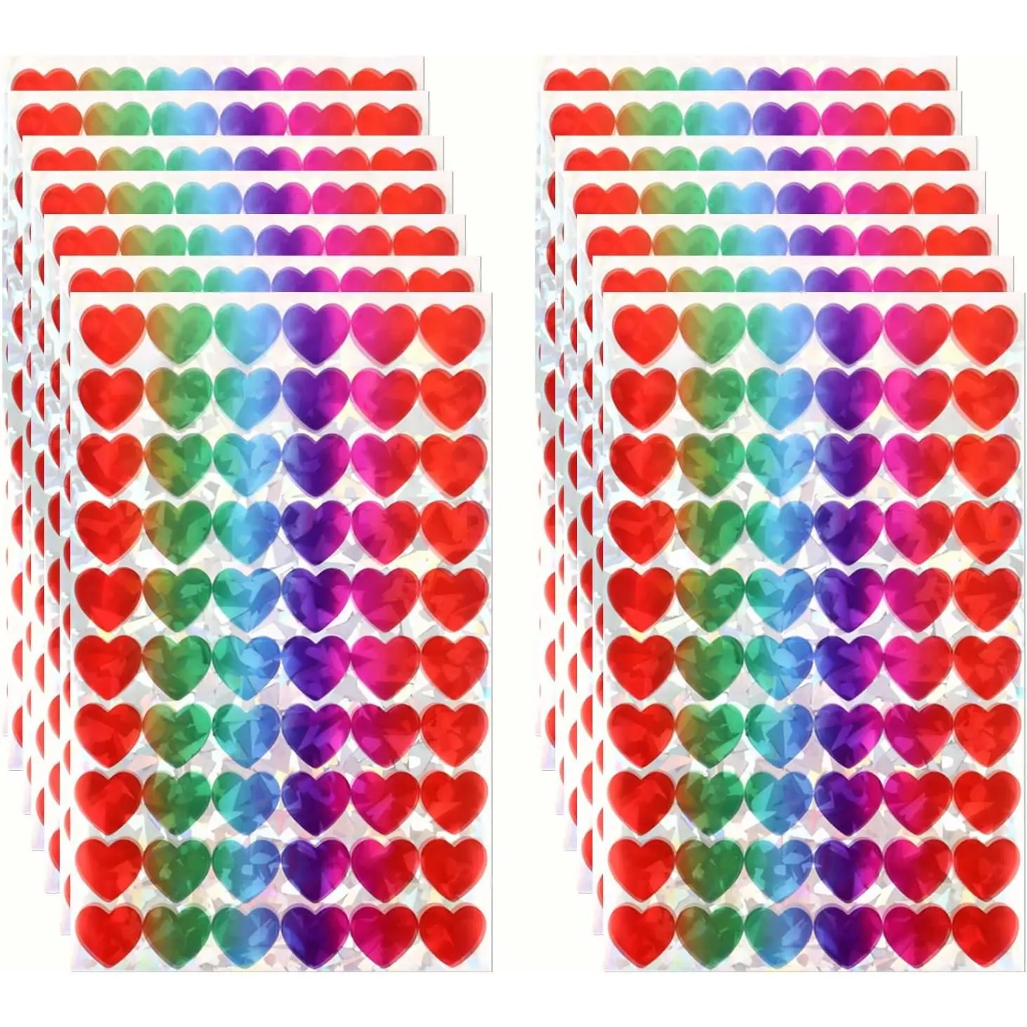 1800 count Heart Stickers Holographic for Teacher Classroom  DIY Crafts | Adhesive Stays Nicely, Easy to Peel from Backing, 0.6inch Small Stickers, Sparkly Rainbow Stickers, Holographic Heart Sticker