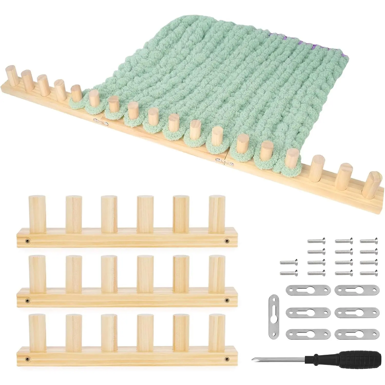 Wooden Loom for Chunky Blanket - 40" Chunky Knitting Blanket Loom & Afghan Loom Kit - 3-in-1 Solid  Chunky Yarn Loom for DIY Blanket, Throws & Big Yarn Knitting Projects