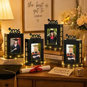 Graduation Centerpieces 2026, LED Light Up Class of 2026 Photo Frame Table Decorations for Graduation Party Decor