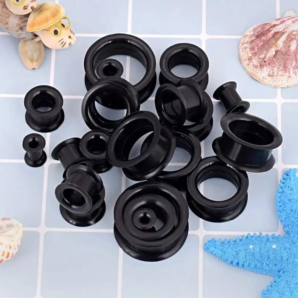 20pcs Tunnels Kit 2g-1" Silicone Ear Skin Gauges Plugs Ear Expander Stretching Set