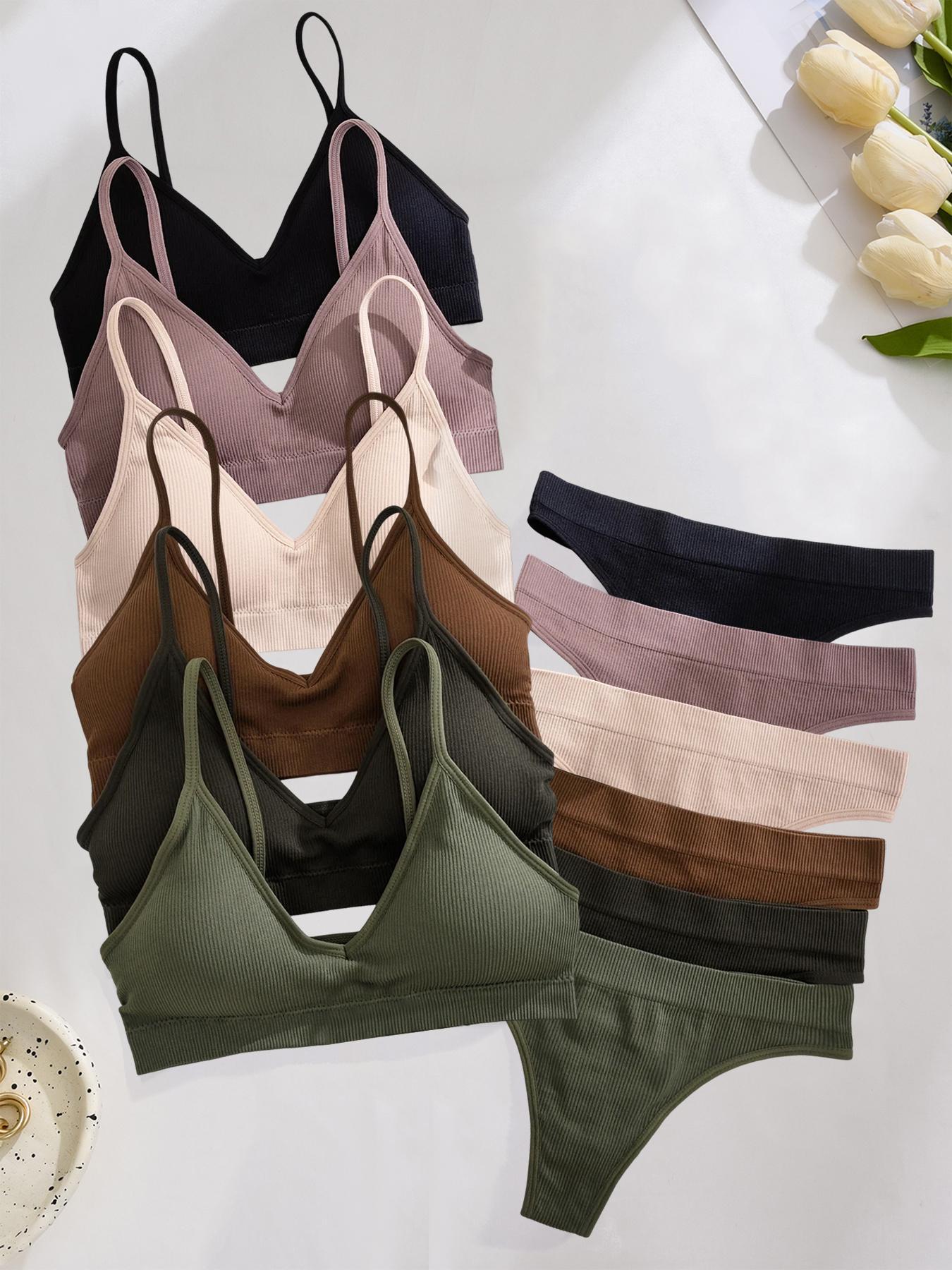 Women's Seamless Wireless Bra Set, Breathable Full Coverage Lingerie, Casual Plain Design, Medium Support, All Seasons Essential
