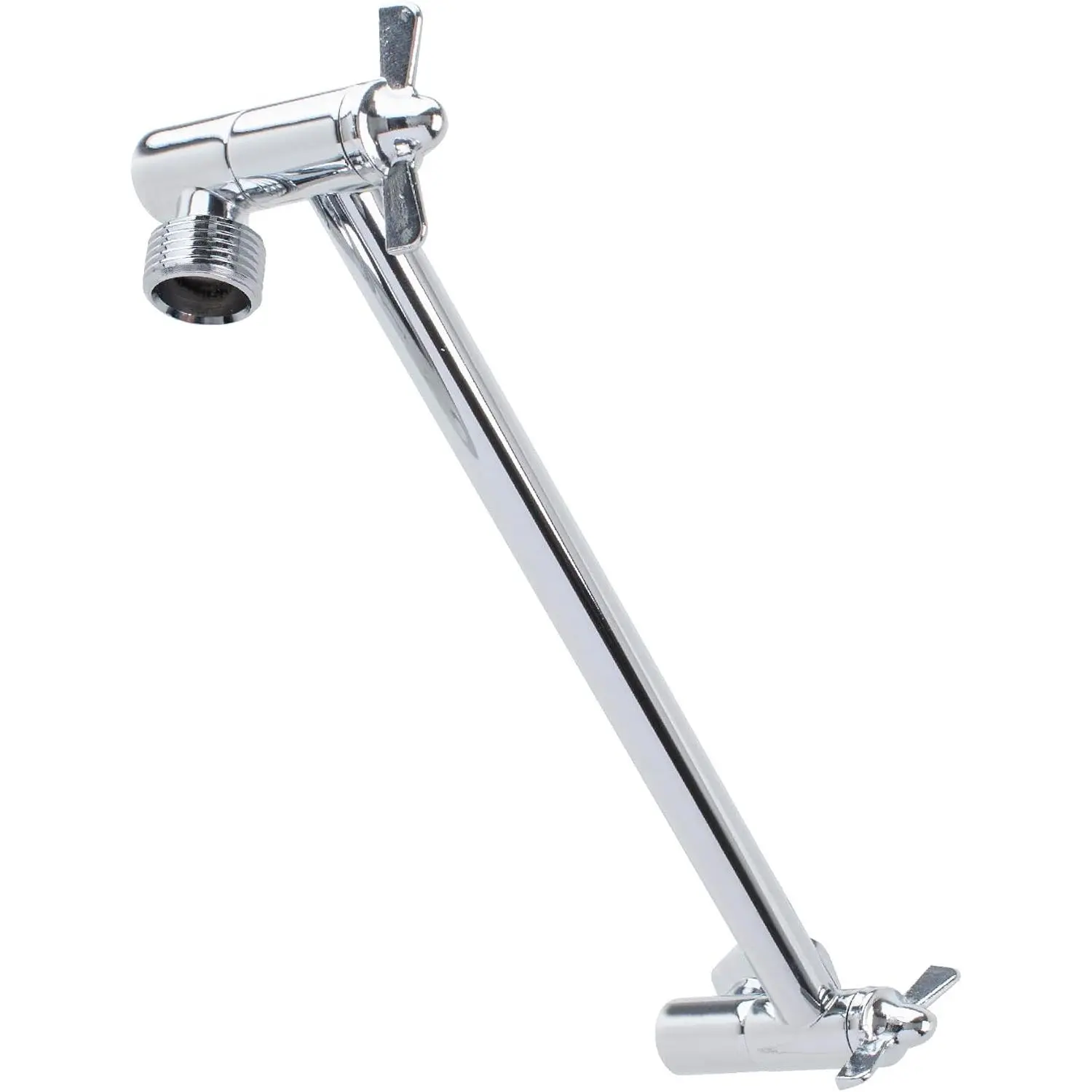 Shower  Extension Arm by , Adjustable 10 Inch Showerhead Extender, Solid Brass Construction,  Tall Hi-lo Pipe Height Extending (Chrome Finish)