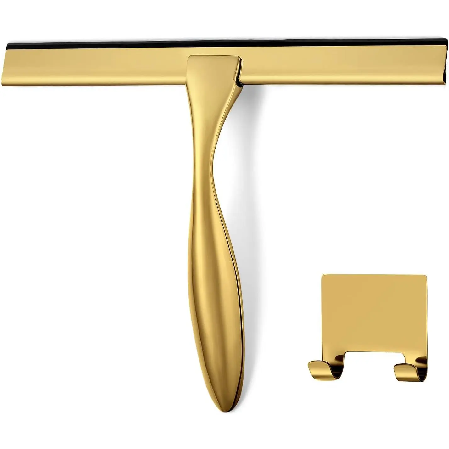 All-Purpose Shower Squeegee for Shower Doors, Bathroom, Window and Car Glass - Brass, Stainless Steel, 10 Inches