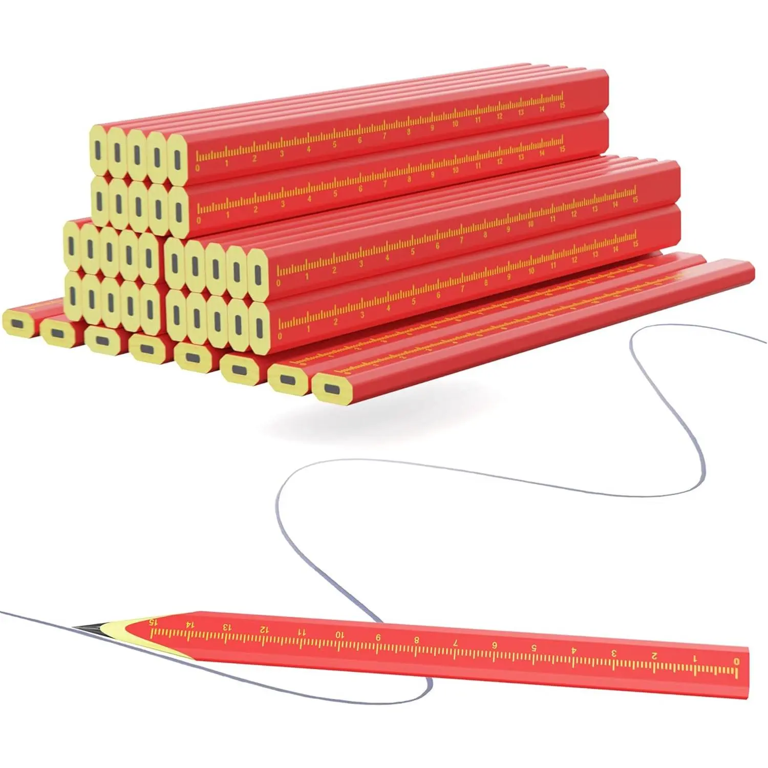 Professional Carpenter Pencils - 29 count Construction Pencils Hexagonal Design