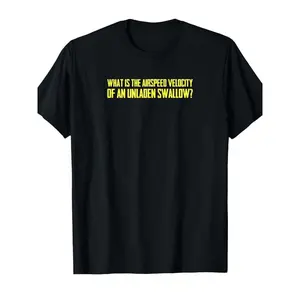 Monty Python and the Holy Grail Inspi Funny TShirtHow Fast Does a Swallow Fly Without Any Weightwithprintsoft Breathable 100round Neck Tshirtsize PerfectCasual Comfortable Loose Fitting Versatile T Shirt