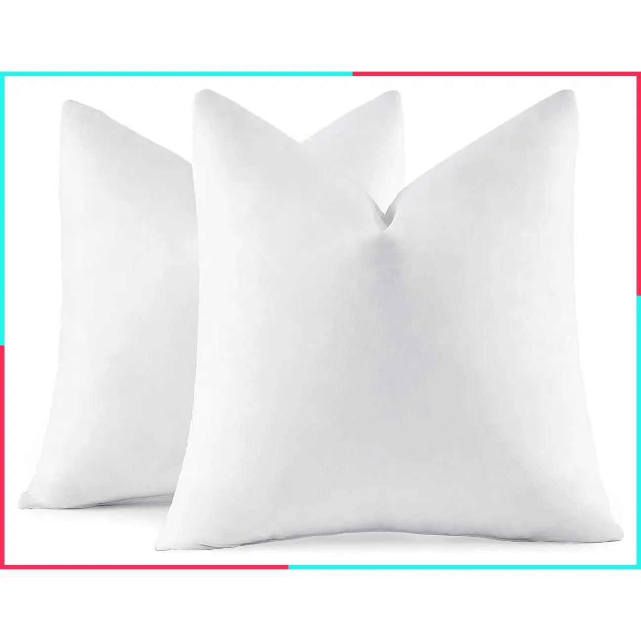 26x26 Euro Pillow Inserts, Set of 2 Feather Down Throw Pillows - Fluffable and Odorless, Double-Layer Down-Proof Cotton Cover, Decorative Pillows for Couch Sofa and Bed