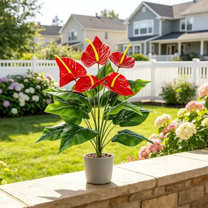 Realistic Anthurium Artificial Flower Bouquet, Indoor Decorative Potted Plant, Home Office Wedding Decoration, Easter Graduation Design