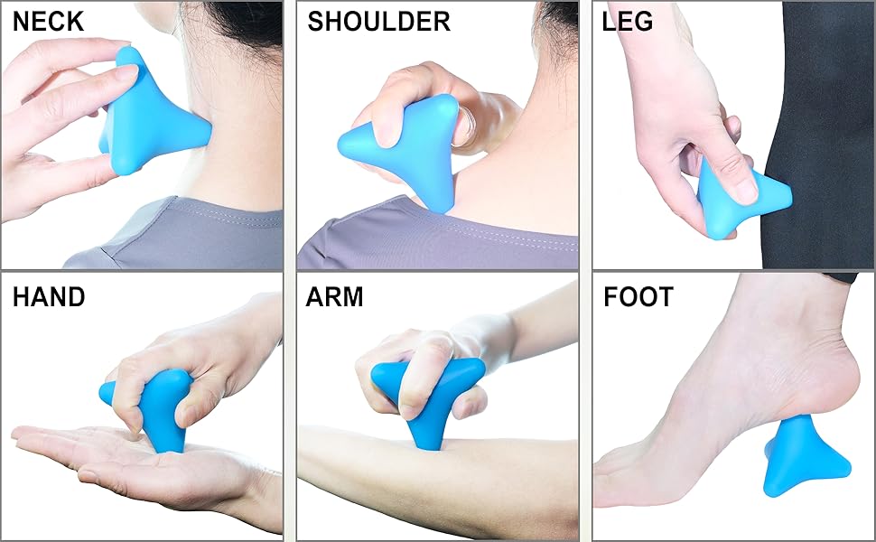 Manual Trigger Point Massage Tool. Small Massager Ball for Deep Tissue Myofascial Release Physical Therapy Foot Plantar Fasciitis Pain Relief Muscle Knot Psoas Hip Flexor Iliacus Release 3×2.6″(Blue)