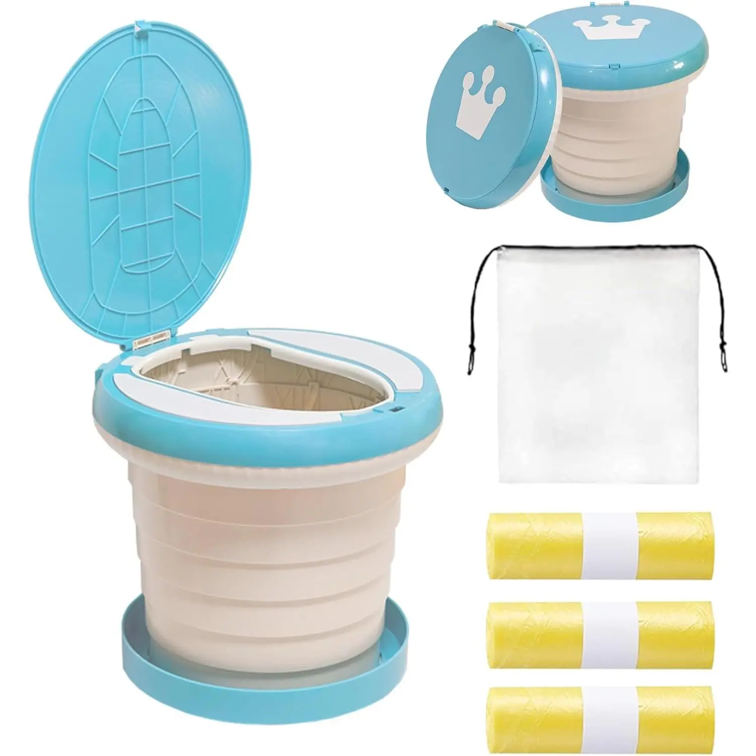 Toddler Portable Foldable Compact Travel Potty - Emergency Toilet for Car, Camping Use - Green, Large (Baby & Maternity Accessory)