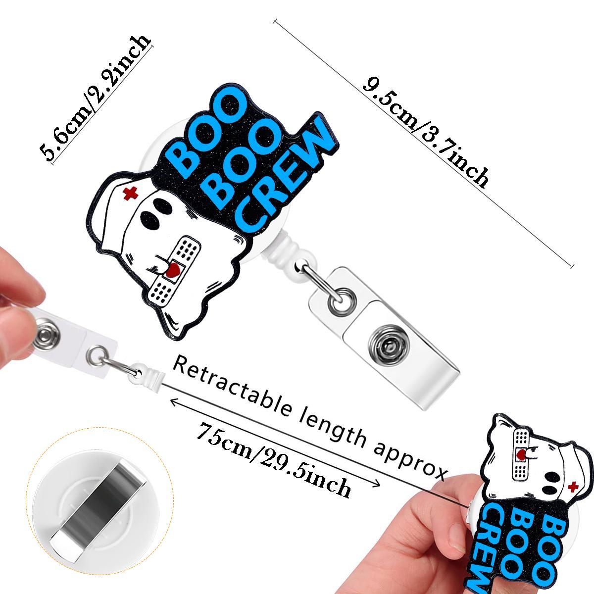 Cartoon Ghost Design Badge Holder, Badge Buddy Nursing, 1 Count Portable Glitter Retractable Badge Reel, Pocket Belt Clip for Nurse Doctor Student Worker Volunteer, Boyfriend Gift, Badge Reels Retractable, Medical Badge Holder