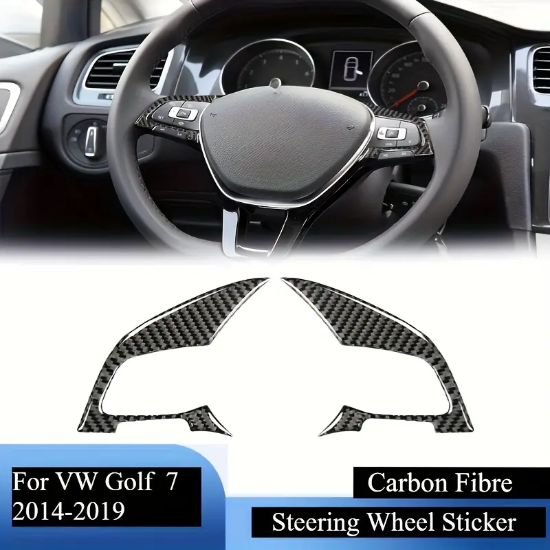 For Volkswagen Golf 7 Gti Mk7 2013-2019 Carbon Fiber Interior Car Steering Wheel Button Decorative Frame Sticker Car Decals Car Accessories
