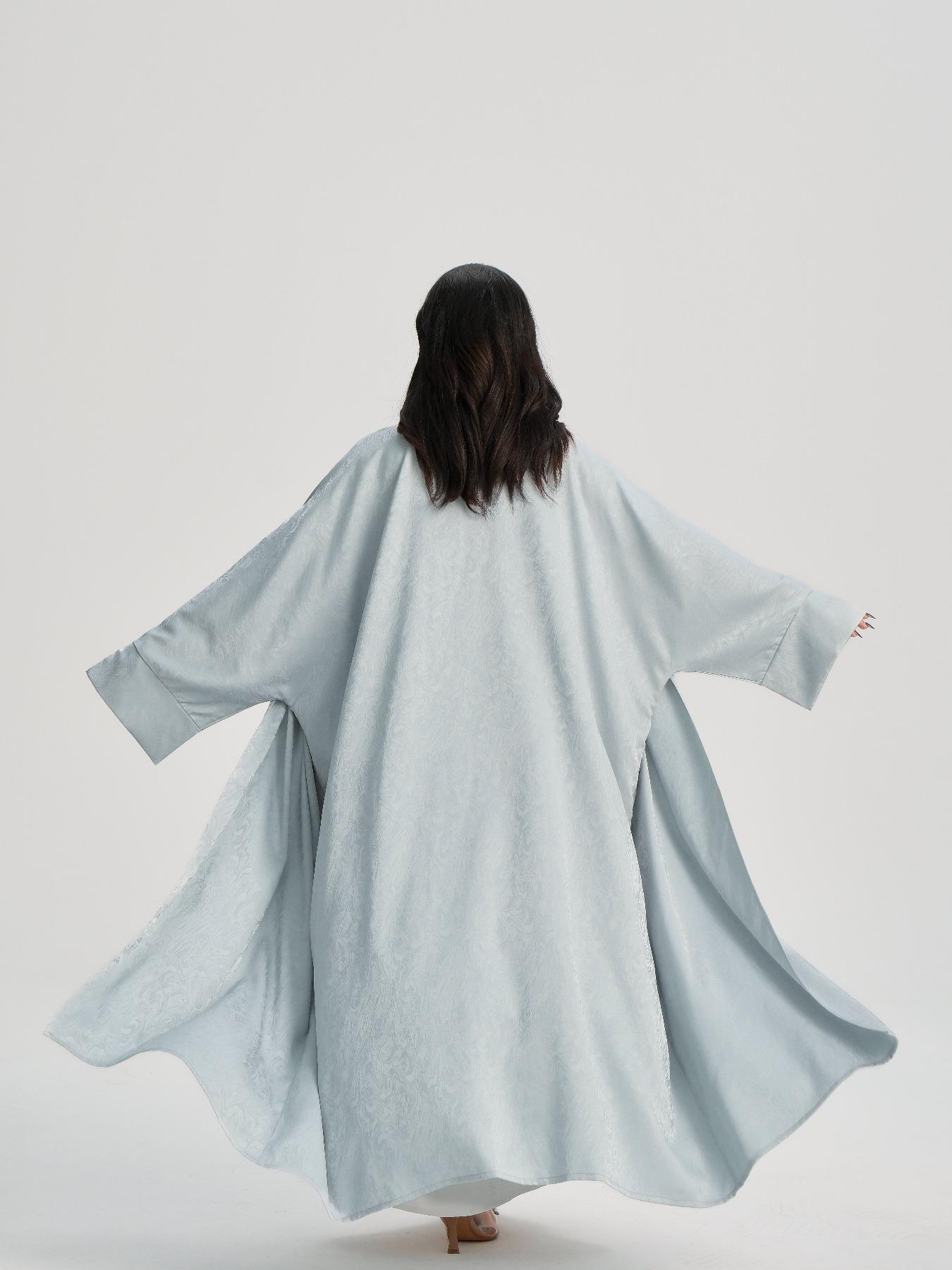 Women's Jacquard Split Sleeve Abaya Casual Cardigan, Modest V Neck Long Sleeve Open Front Abaya Dress for Daily Wear, Women's Islamic Clothing for All Seasons