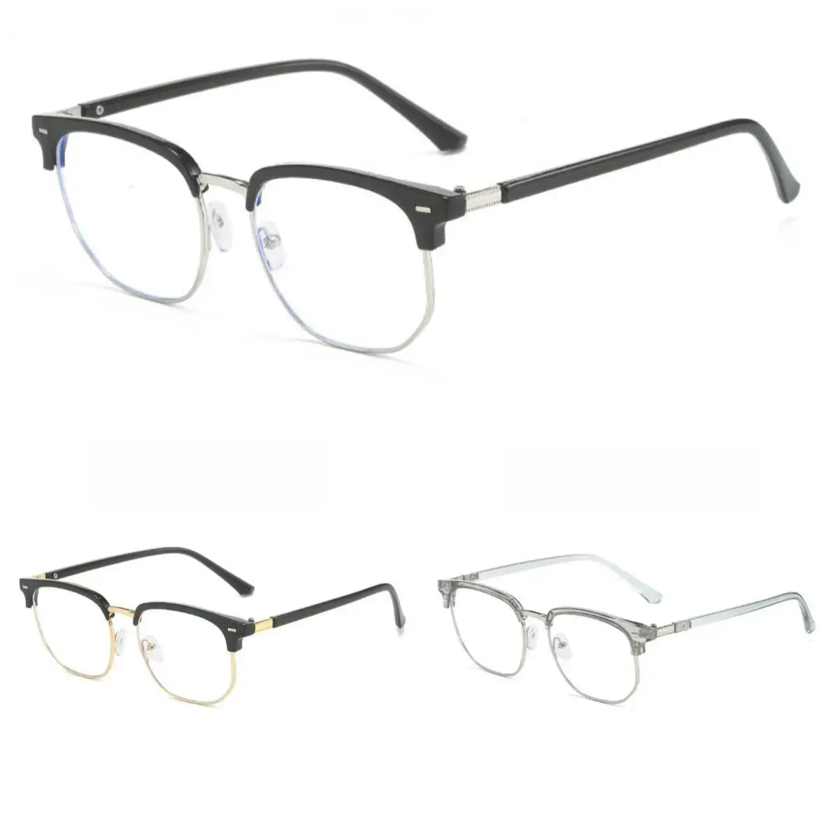 Minimalist Square Metal Glasses, Unisex Fashion Accessory with Clean Lines, Blue Light Filtering for Everyday Screen Use, No, Gaming