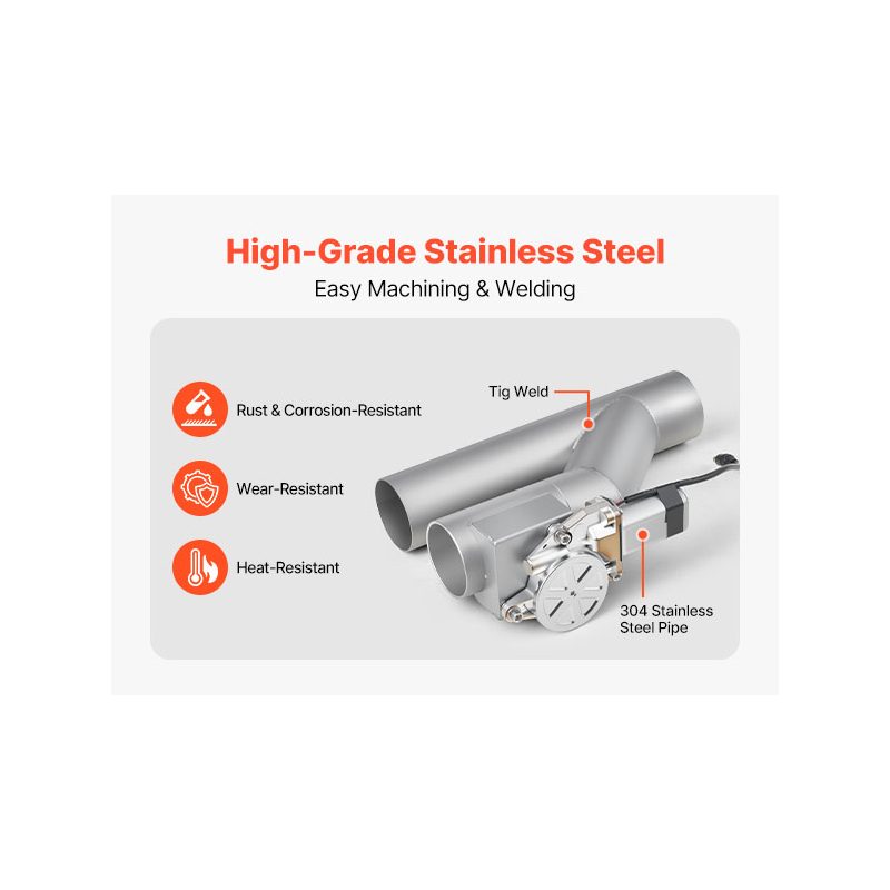 VEVOR Electric Exhaust Cutout, 2.5 Inch 2PCS Universal Stainless Steel Exhaust Valve Kit with One Controller Remote Kit, Cut Out Valve, Y Pipe, Remote Control, Fits Trucks, Sedans, Sports Cars, SUVs