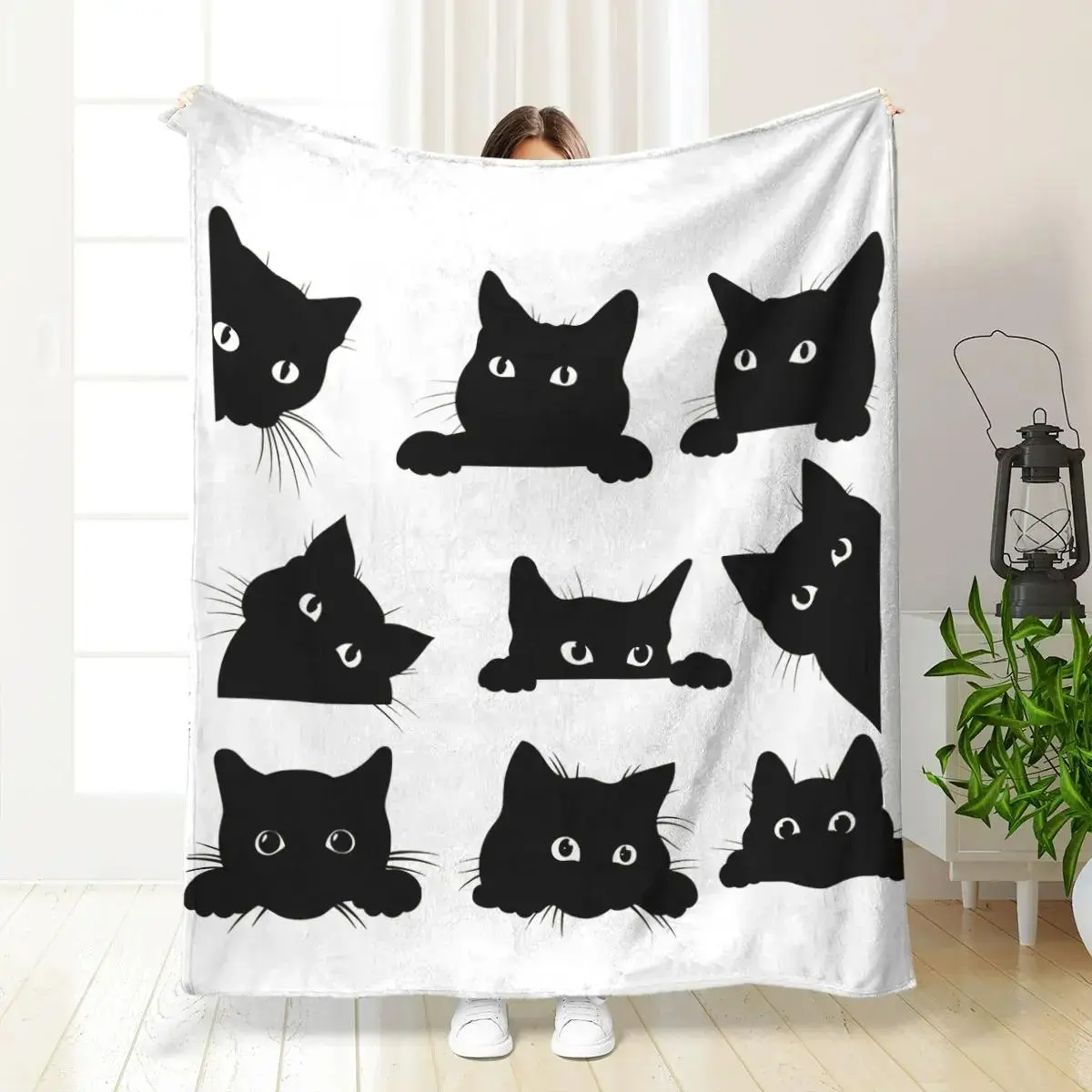 Soft Cat Plush Blanket, Cozy Air Conditioning Throw for Home & Office Use, Ideal for Sofa, Camping, Travel, Nap, Bedding, Portable Throw Blanket