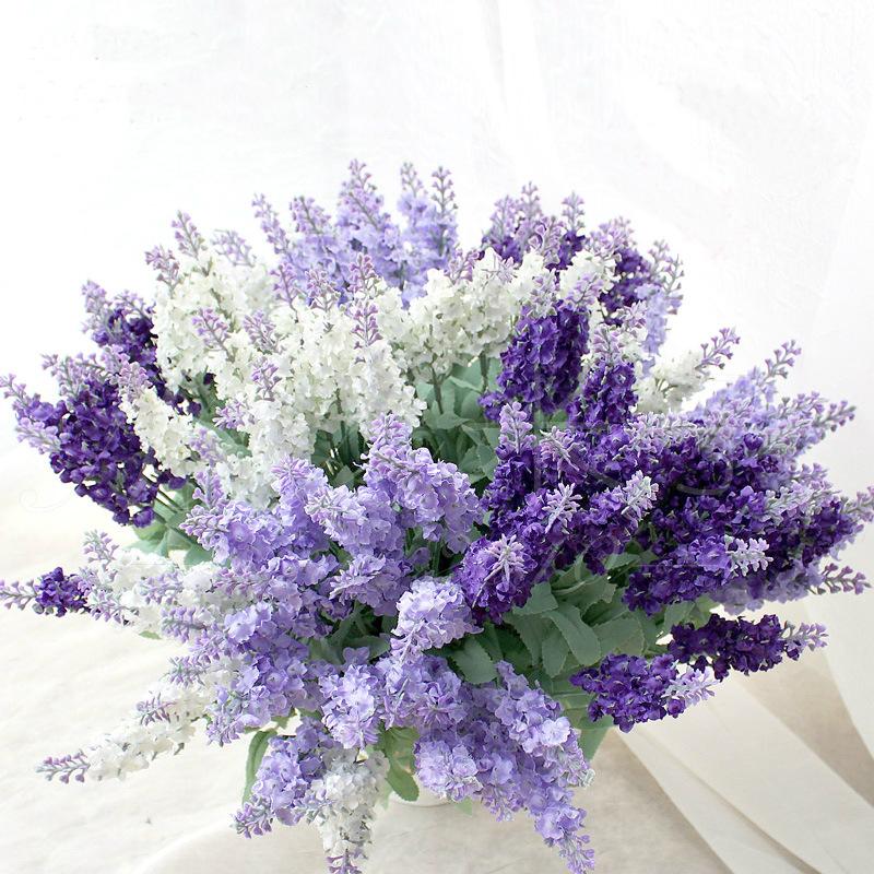 10 artificial lavender bouquets, fake flowers for outdoor decoration, silk flowers for flower beds and planters, 3-piece set
