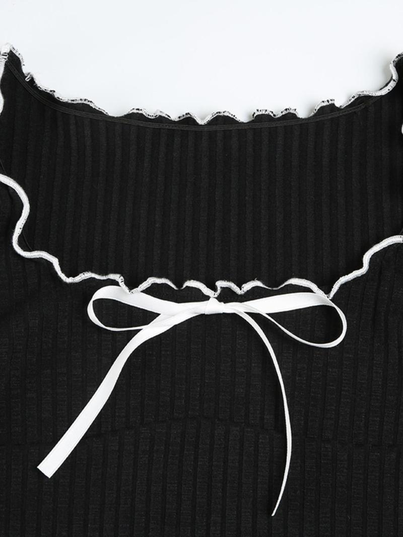 Women's Colorblock Ribbed Scoop Neck Dress, Casual Classy Elegant Minimalist Long Sleeve Short Dress for Summer, Fashion Lady Dress for Daily Wear, Bodycon Dresses, Womenswear, Date Night Dresses, Formal Elegant Dress, Bodycon Smooth Dress