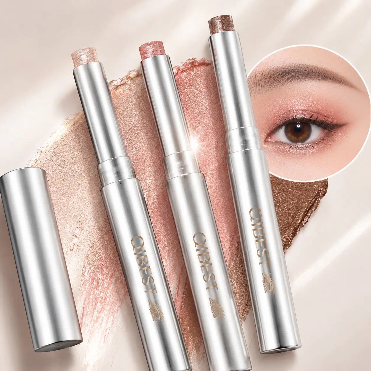 Glitter Eyeshadow Stick, Under Eye Highlighter & Shimmer Eye Makeup, Smooth Application, Long-Lasting Sparkle Finish for Bright Eye Look