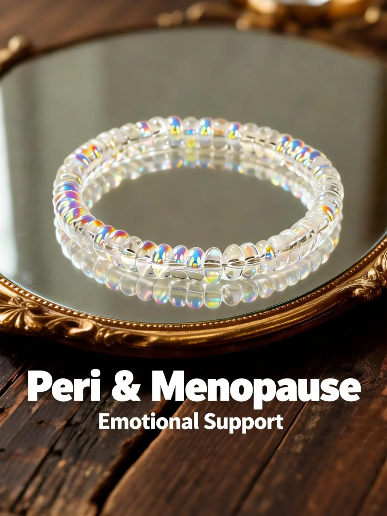 Handmade Opal Crystal Bead Bracelet and Necklace, Menopause Emotional Support, Anxiety Relief, Spiritual Jewelry, Vintage Style