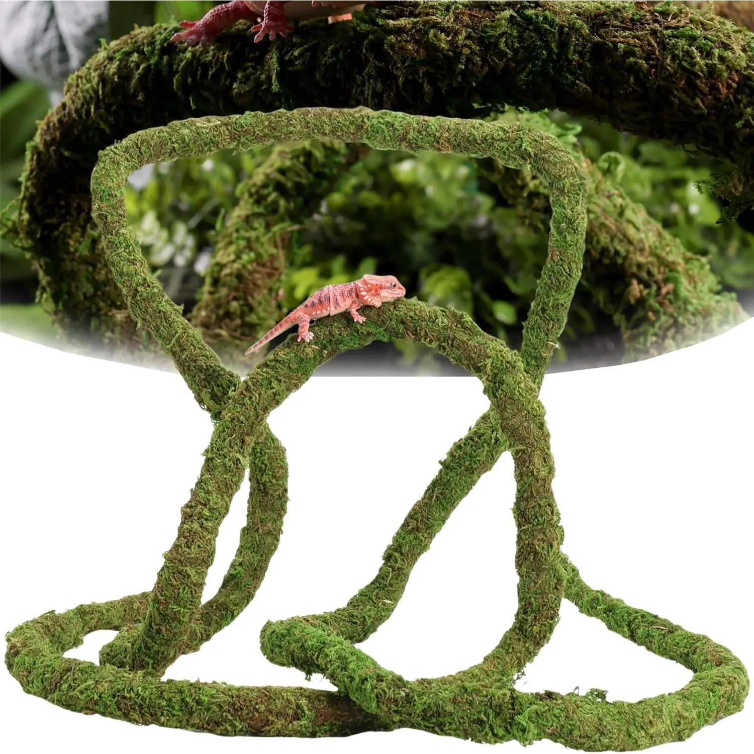 Moss Vine for Reptiles, Bendable Climbing Vines Reptile  Accessories,  Moss Rope for Leopard Gecko, Lizard, Snake, Chameleon, Frog Terrarium Decor (Jungle Green, 6.5 FT)
