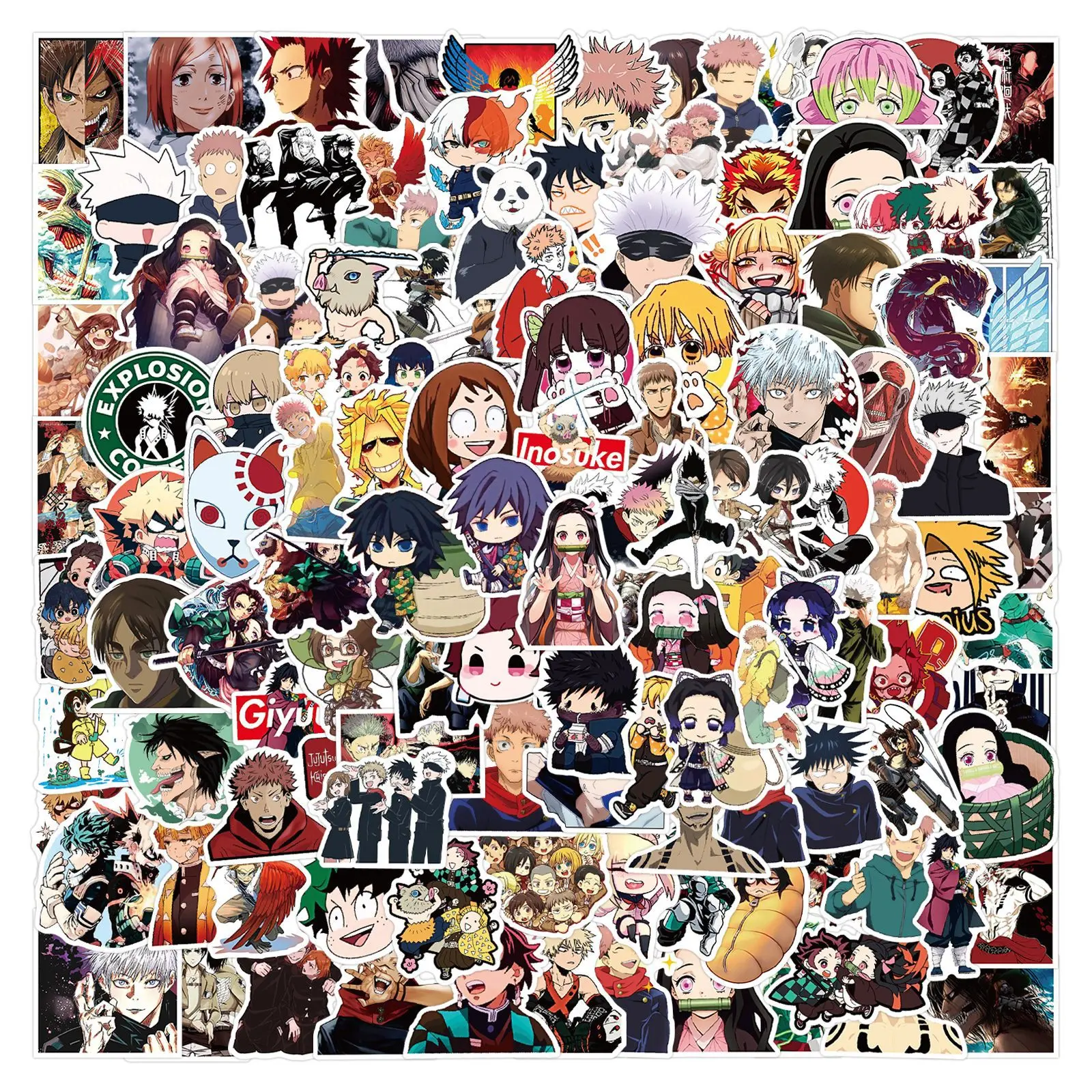 50-200Pcs Mixed Japanese Anime Character Stickers Waterproof Vinyl Graffiti Decals For Laptop Water Bottle Skateboard Luggage Teens DIY Decor Sticker Pack