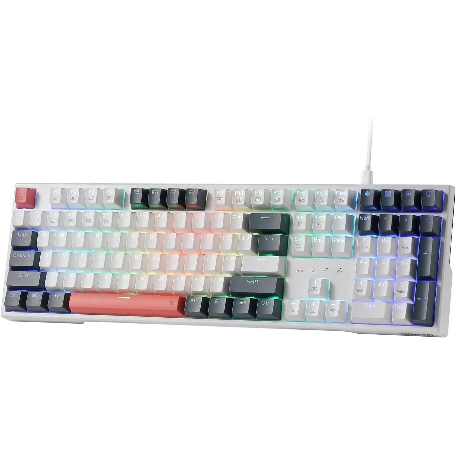 K668 108-Key Hot-Swap Wired RGB Gaming Keyboard, Extra 4 Hotkeys | Dedicated Shortcut  for Mute, Calc & Desktop, Cushioned Noise Dampening for Creamy Thocky Sound, Swap-, PRO Software