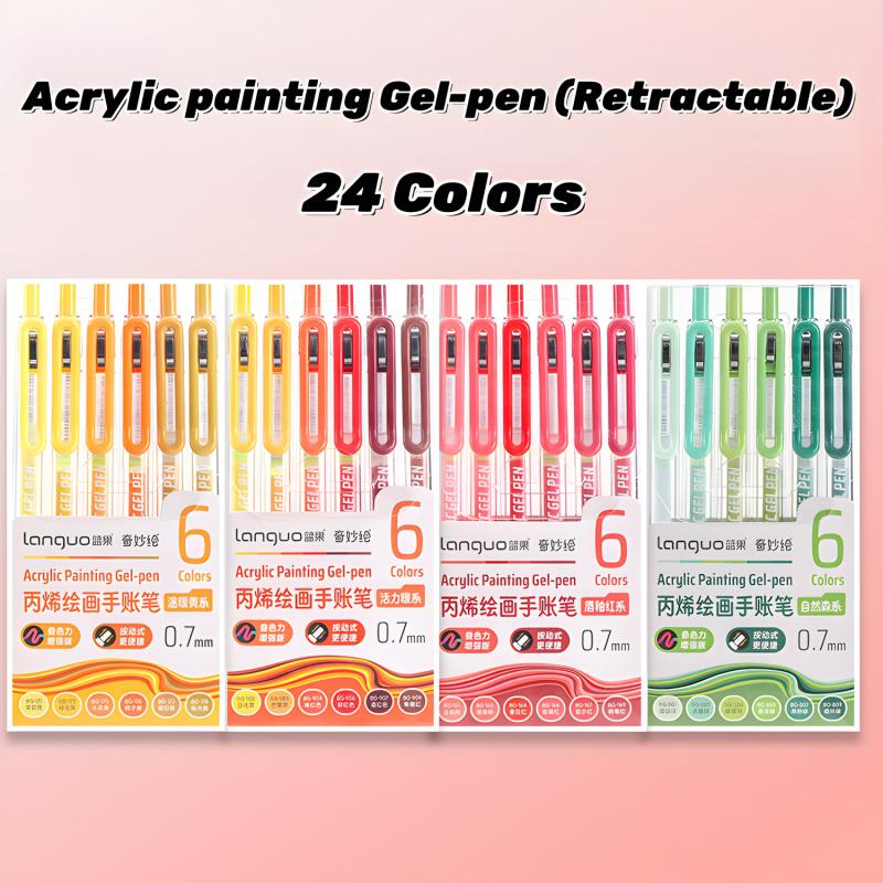 Acrylic Painting Gel Pen,Retractable 0.7mm Tip,Rich Color Large Capacity Ink Pens,Art Supplies For Diary,Card,DIY,Coloring, Doodling, Stackable colors, Clip Acrylic Gel Pen, Acrylic Paint Markers