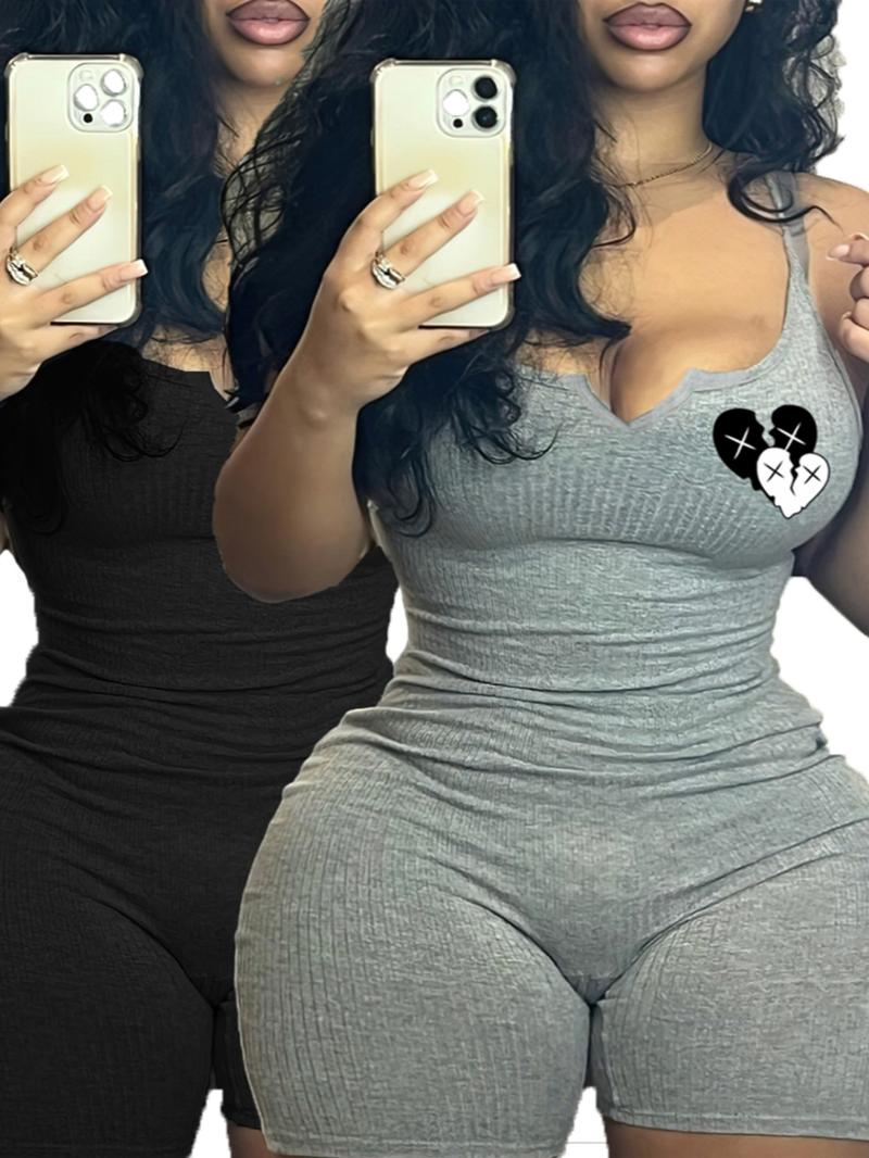 Women's Solid Backless Sleeveless Jumpsuit, Casual High Waist Tight-fitting Jumpsuit for Summer, Ladies Clothes for Daily Wear