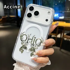 Magnetic Phone Case for iphone for 17 Pro Max 16 Plus 15 14 13 12 11 Air XR E Ohio Deer Camo Pattern Non-Yellowing Shockproof Soft Silicone Transparent Acrylic Large Hole Cover Supports Wireless Charging
