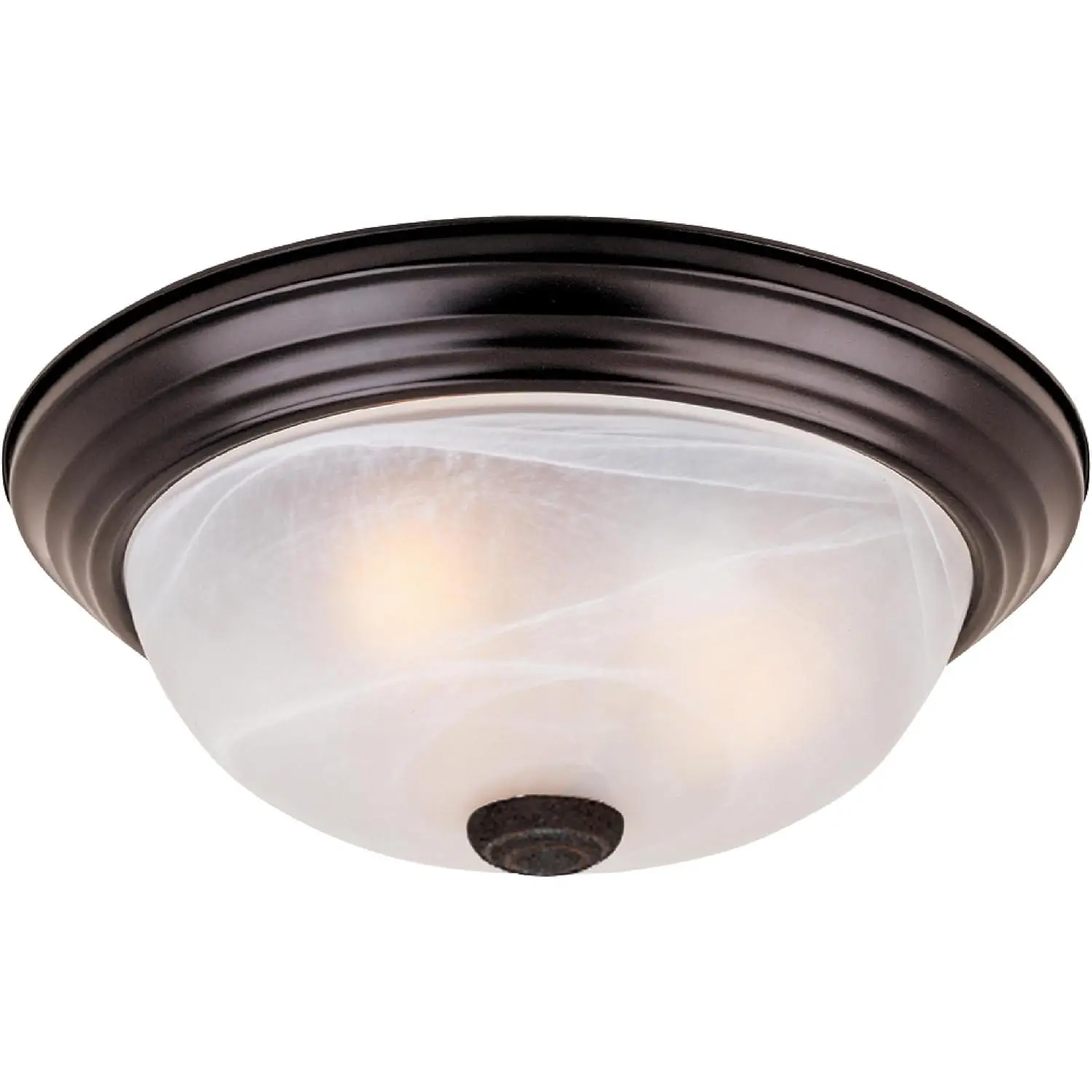 2-Lights Flush Mount Ceiling Light, 11 Inch Lighting Fixture for Kitchen, Bedroom, Bathroom, and Hallway, White Alabaster Glass, Oil Rubbed Bronze, 1257S-ORB-AL