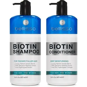 Sulfate Paraben Free Shampoo and Conditioner Set for Men & Women, Keratin Infused Hair Thickening Volumizing Treatment to Boost Thinning Hair