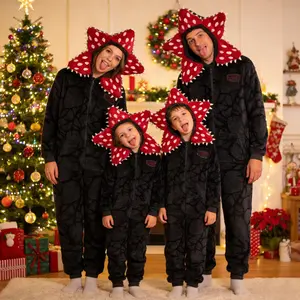 Family Fleece Fabric Onesie Cosplay Costume Pajamas Kids Adults Hooded Jumpsuit Christmas New Year Sleepwear for Boys and Gilrs Upside Family Pjs