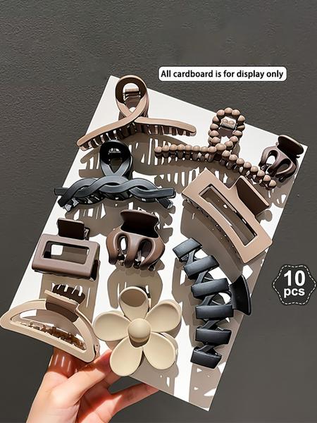 10-11 Piece Matte Hair Claw Set, Flower Hair Clip, Butterfly Flower Heart Design, Casual Style, All Seasons, Daily Commute, Makeup Spa Accessories, Hair Claws Set