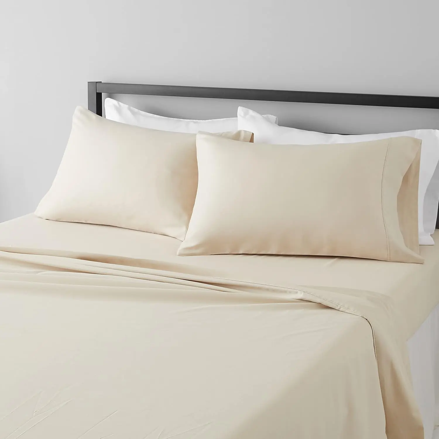 Classic Full Size Beige 4-Piece Microfiber Bed Sheet Set - 100% Polyester, Lightweight, Wrinkle-Free, Breathable, 14-Inch Deep Pockets, for Bedroom Use