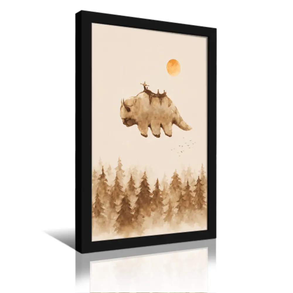Appa Flying Bison Watercolor Decorative Artwork - Avatar: The Last Airbender Inspired Lightweight Wall Prints, Comic Art, Anime Room Decor, Unique Decor Home Poster, Bedroom Wall Art, Ideal Gift for Anime Fans, Large Canvas Print for Bar