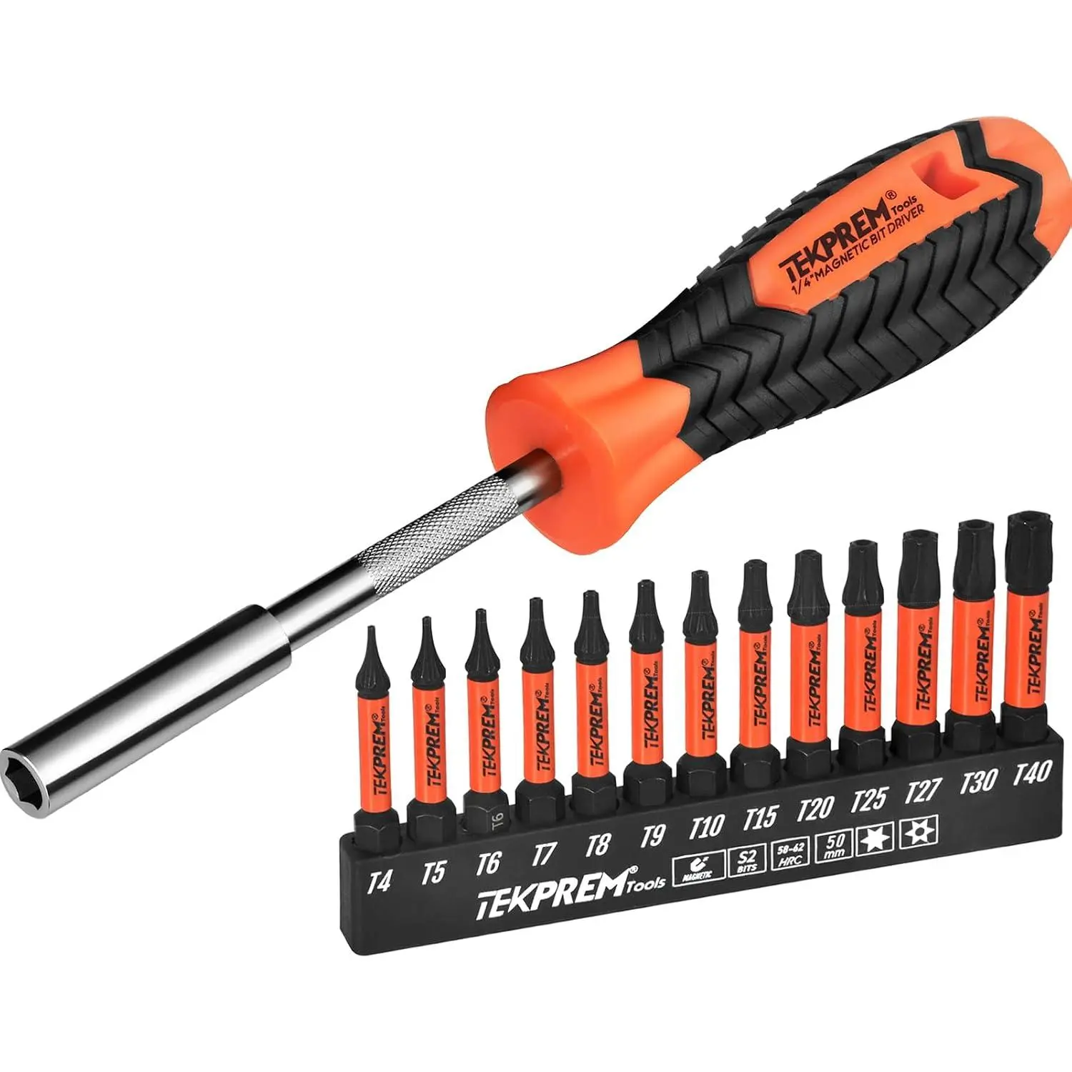 Long Torx Bit Set with Bit Driver,13-Piece Security Torx Screwdriver Bit Set with 2 inch T4 T5 T6 T7 T8 T9 T10 T15 T20 T25 T27 T30 T40 Tamper Resistant