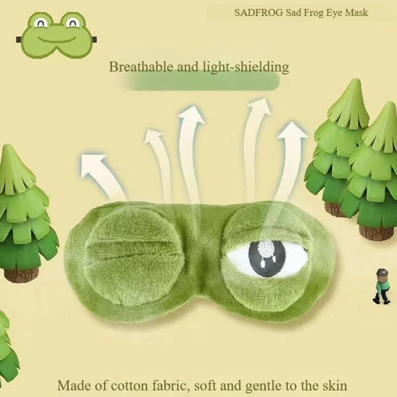 Cute Cartoon Frog Shaped Eye Mask With Breathable Cotton Lining And Elastic Non Restrictive Head, Light Blocking Game Eye Mask