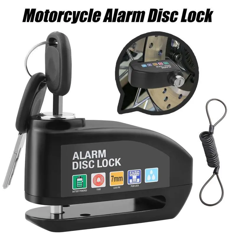 110dB Loud Alarm Disc Brake Lock - Waterproof Anti-Theft Motorcycle Safety Lock for Bike/Scooter, Father's Day Gift with 5ft Reminder Cable & Carry Pouch
