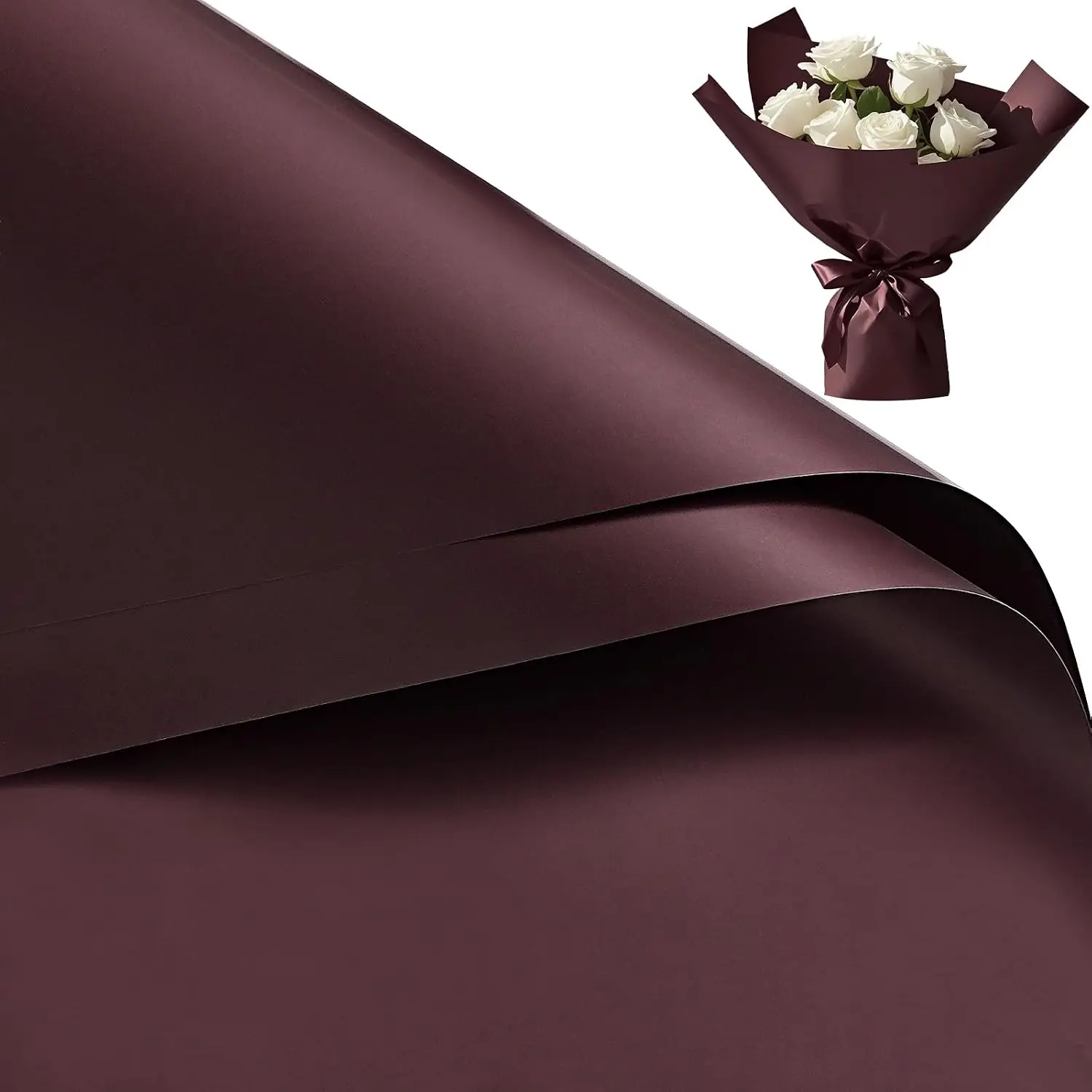 20 Sheets Flower Wrapping Paper,  Floral Bouquet Wrapping Paper, Florist Supplies Packaging for Birthday, Party, Wedding and DIY Crafts -  Chestnut
