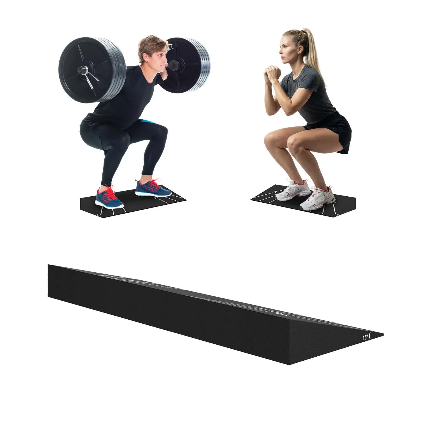 Non-Slip Heel Elevated Squat Inclined Block – 15° Incline EVA Platform for Deep Squats, Calf Stretching, Deadlifts, Mobility Training, Physical Therapy & Home Gym – Lightweight One-Piece Slant Board