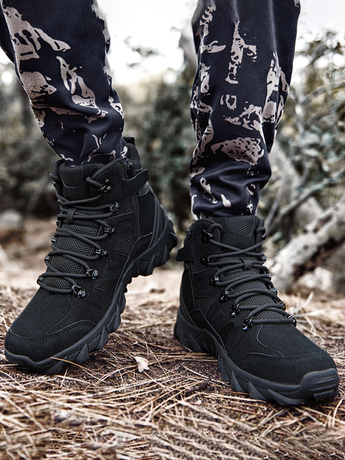 Men's Fashionable Plain Color Boots, Casual Comfortable Breathable Non-slip Boots, Outdoor Boots for Men, Lightweight Tactical Boots