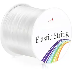 White Elastic String, Flat Width 1mm, Elastic String for Bracelets, Beading, Necklaces,  Making, Stretchy Cord Suitable for Various Types and Sizes of Beads