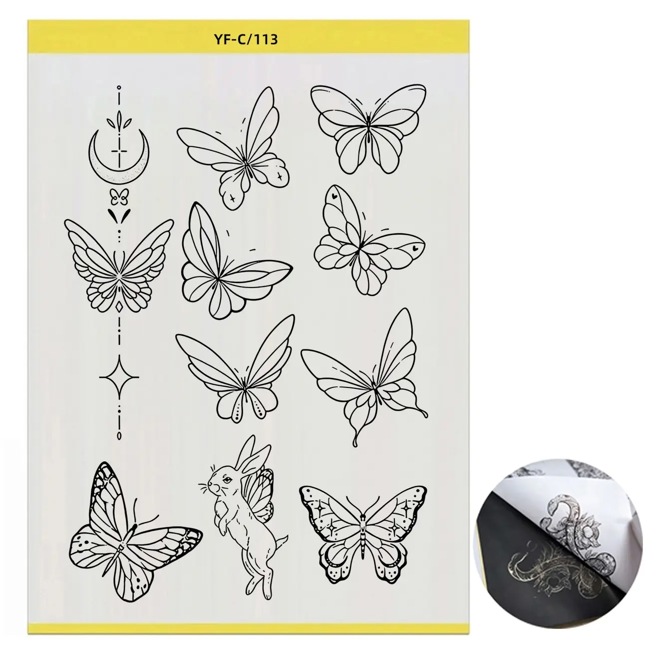Pre-Drawn Tattoo Transfer Paper, Vintage Line Art Designs, Tattoo Outlines, No Hand Drawing Needed, Perfect for Beginners and Artists, Gift Idea