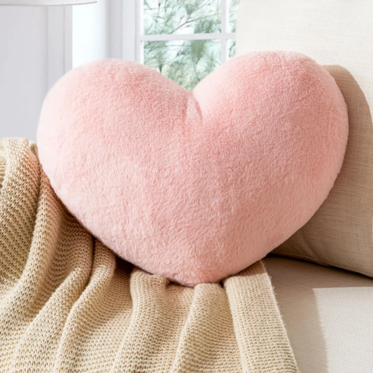 Heart Pillow Heart Shaped Throw Pillows Super Soft Faux   Heart Throw Pillow Valentines Day Decorations Pillow,Wedding Decor, Women Girls  Decoration