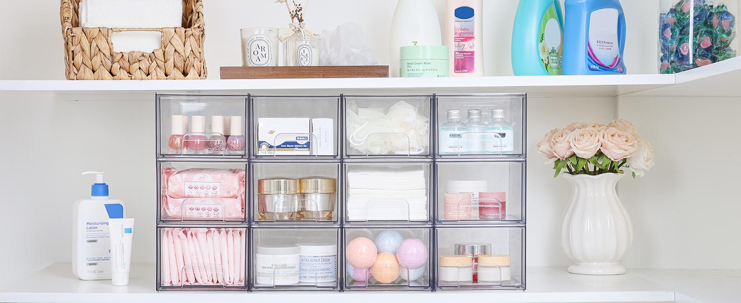 ZY 4 Pack Clear Small Stackable Storage Drawers,Acrylic Bathroom Makeup Organizer,Plastic Storage Bins For Vanity, Undersink, Kitchen Cabinets, Pantry, Home Organization Box Boxes Container Silicone Decoration Laundry Transparent ZY 4 Pack Clear Small Stackable Storage Drawers,Acrylic Bathroom Makeup Organizer,Plastic Storage Bins For Vanity, Undersink, Kitchen Cabinets, Pantry, Home Organization Box Boxes Container Silicone Decoration Laundry Transparent